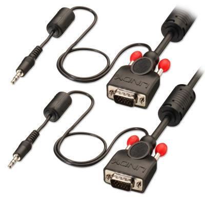 1m Premium VGA & 3.5mm Jack Male to Male Cable Black